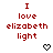 Red text "I love elizabeth light" on white background with pixelated heart and arrow symbols in different positions across frames.