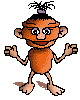 Six pixelated orange figures with black hair tufts and purple hair ties stand in various poses against a gray background.