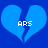Two identical blue broken heart shapes with white text 'ARS' centered on a solid dark blue background.