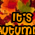 Autumn-themed icon with orange and red floral background, bold yellow text reading "IT'S AUTUMN" in pixelated font.