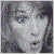 Six- with pixelated images of a woman and blue text reading "BRITTANY CÉLINE FAN 4 EVER!" and "I WUV CELINE'S LIL' PIGGIES"