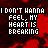 repeated pixelated text animations on a dark red background, each displaying "I DON'T WANNA FEEL MY HEART IS BREAKING" with varying letter states