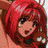 Static 48x48 pixel buddy icon featuring a close-up of an anime-style character with vibrant red hair and expressive eyes, rendered in low-resolution pixel art style.