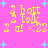 Pixelated yellow text and cyan stars on a pink background, with repeated 'bott talk' and '<33' symbols in four quadrants.