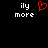 Pixelated text 'ily more' appears twice on a black background, with one instance featuring a red heart symbol replacing the letter 'o' in 'more'.