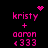 Pixelated pink text and symbols on black background with animated heart and starburst effects above 'kristy + aaron <333' text.