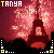 Animated icon shows Eiffel Tower against pink fireworks with 'TANYA' text changing colors across frames.