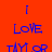 A split-screen image with four quadrants showing text "I LOVE TAYLOR" in blue pixelated font on red, green, and two olive-green backgrounds.