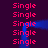 A static image with repeated pink text 'Single' on a dark purple background, featuring blue pixelated shapes forming an abstract pattern.
