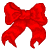 A red bow with two loops and trailing ribbons on a gray background, next to green text reading "Original Icons .com" on dark green.