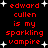 Red pixelated text on black background reads "edward cullen is my sparkling vampire" with white starbursts scattered throughout the composition.