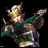 A pixelated anime-style character with a crown and green weapon on the left, next to "Anime IM" text and a stylized signature on the right against black background.
