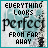 nine identical animated icons showing the phrase "EVERYTHING LOOKS PERFECT FROM FAR AWAY" with a light blue heart background and teal border