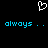 Pixelated white heart symbol above two identical cyan text phrases on black background.