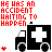 Black and white ambulance icon with red text 'HE HAS AN ACCIDENT WAITING TO HAPPEN' repeated in a pattern, some frames showing partial text