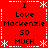 Red background with white snowflake borders and repeated text "I Love Mackenzie 50 MUCH" in black pixelated font.