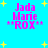 Pixelated text "Jada Marie ROX" in pink with yellow stars on a cyan background, four identical copies arranged in a