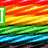 A four-quadrant of pixelated candy-themed images with text overlays and a smiley face on pink
