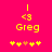 Yellow pixelated text 'Greg' with '<3' above and four stars below on bright pink background, showing star color variation