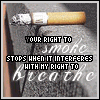 A static image of a cigarette with text overlay about smoking rights, displayed in a of identical copies