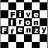 A 48x48 pixel buddy icon split into two sections: a black-and-white checkerboard grid on the left with partially visible text, and green pixelated text reading "Original Icons .com" on a dark green background on the right.