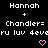 Pixelated text displays 'Hannah + Chandler= ru luv 4everu luv 4eve' with two pink heart symbols on a black background.