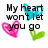 Animated icon with text and hearts; text changes across frames while hearts remain static.