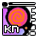 identical pixelated icons featuring a spiral design with orange and pink hues, black outlines, and 'КП' text in the lower-left corner