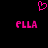 A static image with a black background features a pink pixelated heart symbol above two instances of the text 'ELLA' in pink pixelated font.