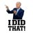 Pixelated image of a person in dark clothing with one arm raised, standing above bold text reading "I DID THAT!" on white background.