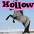 A pixelated horse rearing against a light blue background with pink text overlays reading 'Hollow' and 'HeartD' on separate frames.