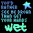 A 48x48 pixel animated contact sheet displaying a repeating text-based animation with cyan and blue pixelated text on black background, featuring the phrase "YOU'D RATHER SEE ME DROWN THAN GET YOUR HANDS WET" in alternating frames with visible star symbols and subtle color shifts between cyan and light blue.