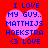 Red background with four pink heart shapes containing blue text reading 'I LOVE MY GUY.. MATTHIJS HOEKSTRA <3 LOVE' in pixelated font.