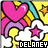 Pixelated cartoon-style icon with pink heart, purple bow, yellow star, white cloud, and 'DELANEY' text in black or pink background.