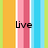 A static image with vertical stripes in orange, pink, white, light blue, and green. The words "Live," "Laugh," and "Love" appear in black pixelated text over the striped background.