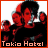Four identical show a red-and-black pixelated image of multiple figures with text "Tokio Hotel" at the bottom, framed by an orange border