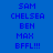 Blue background displays three of names with green highlight boxes shifting , showing sequential name highlights