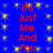 Blue background with yellow star-like patterns and red text reading "It's Just Me And You" repeated vertically in two
