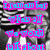 A black-and-white image of a person in striped clothing overlaid with bright cyan and magenta text fragments.