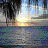 Pixelated sunset scene with palm trees and text reading 'NEVER GONNA REGRET' transitioning to 'HAWKING EUREY SUNSET' in white block letters.