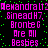 Pixelated text in bright pink and green on black background, repeating 'Aewandra12', 'SineadH7,', 'BronzeG', 'Are All', 'Besbes' in two with green dots scattered around