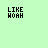 Animated sequence of pixelated black dots forming and dispersing on a light green background with "LIKE MOAH" text above each frame.