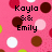 Pink polka-dot background with brown, white, and light pink circles; black text reads "Kayla & Emily" above "Best".