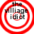 Four identical circular icons with red concentric rings and black text reading 'the village idiot' in a pixelated font.
