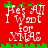 Red background with green tree-topped border and white pixelated text reading "He's All I Want for XMAS" in four identical