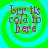 Four identical display red text 'Brrr Its cold in here' over a green and cyan spiral background with pixelated edges