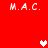Red background with white 'M.A.C.' text and pixelated hearts in different positions across frames.