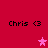 Red background with four 'Chris <3' text labels and three pink star icons in different positions.