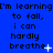 Blue background with repeated black text 'I'm learning I'm learning to fall, i can hardly breathe' and white star-like symbols in a pattern
