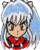 Pixelated anime-style character with blue hair and cat ears, wearing red clothing, shown in multiple expressions across a